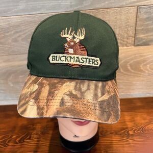 BUCKMASTERS Hat Camo Adjustable Cap Deer Hunting Green‎ Vintage
